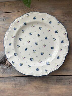 Sears Vintage Enchantment Ironstone Dinner Plate Blue Dainty Floral Scalloped Tr